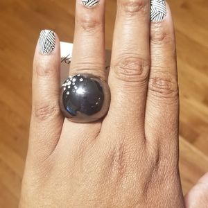 Metallic Dark Gray Galaxy Adjustable Ring